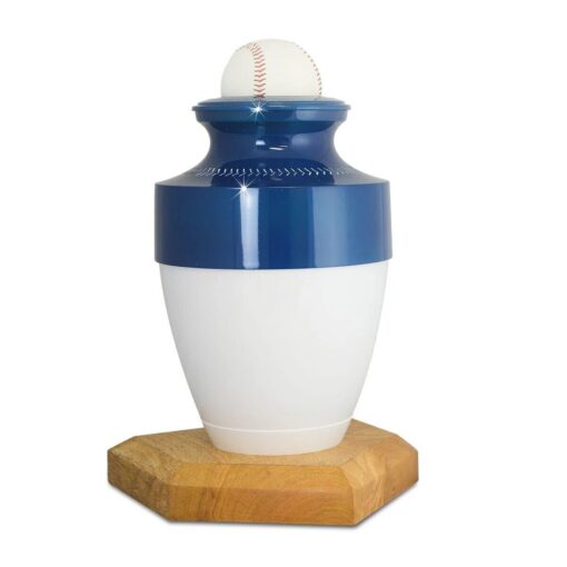 Blue & White Baseball Full-size Urn